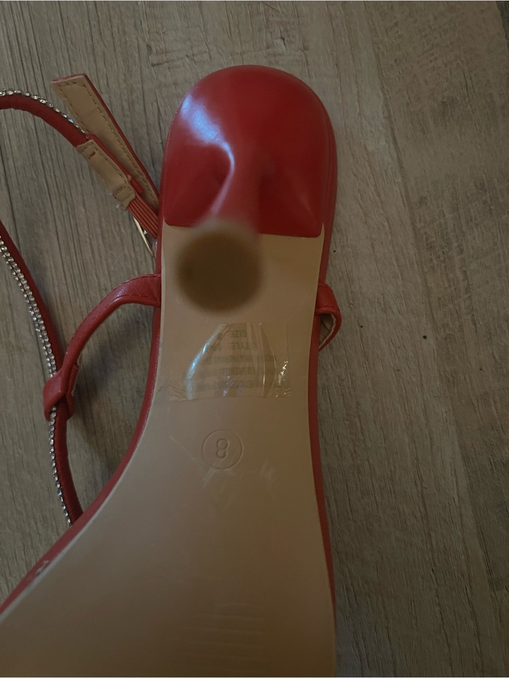 Red Rhinestone-Strap Women’s Sandals - Picture 2 of 2